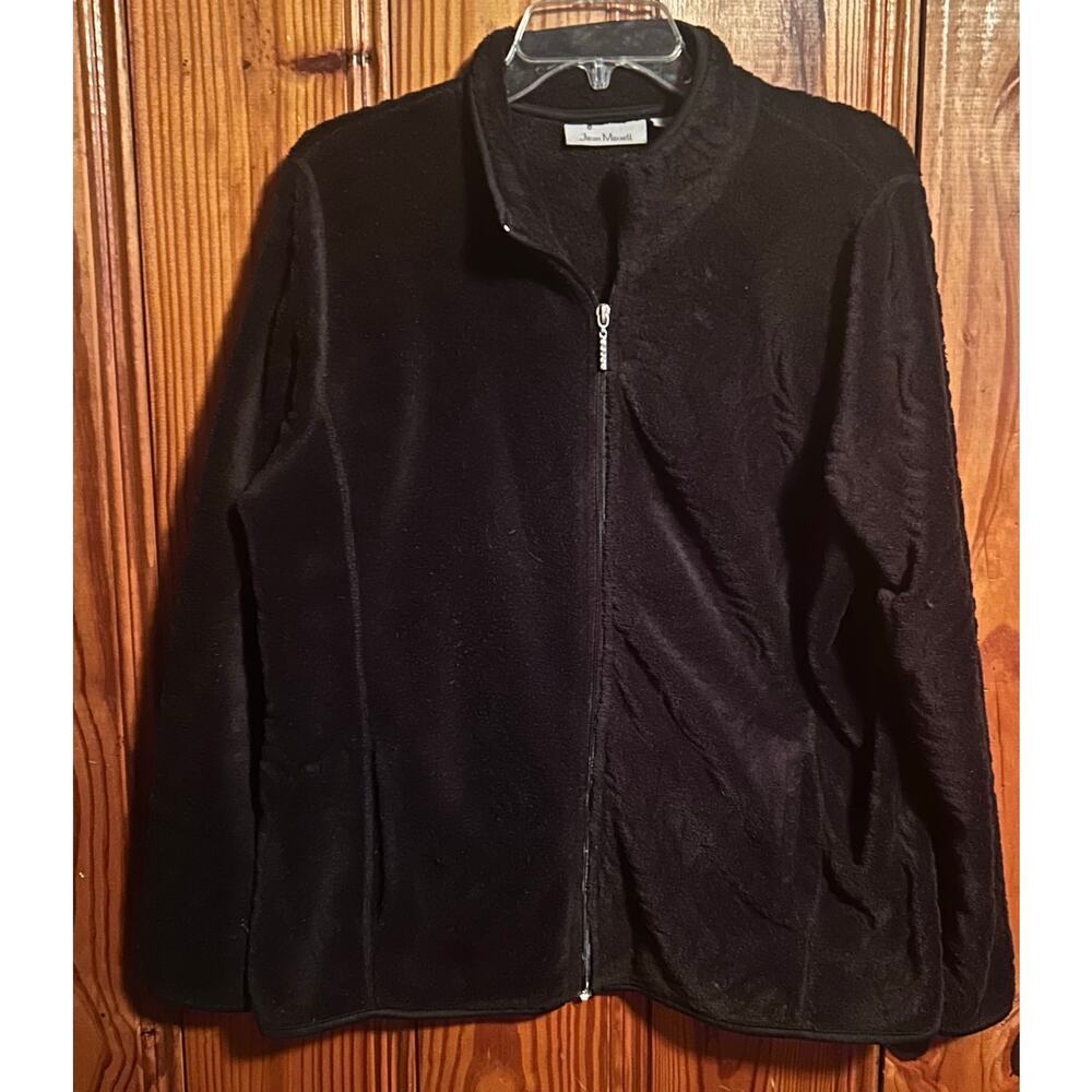 Jason Maxwell women’s fleece jacket black full zip cotton size large - Picture 6 of 8